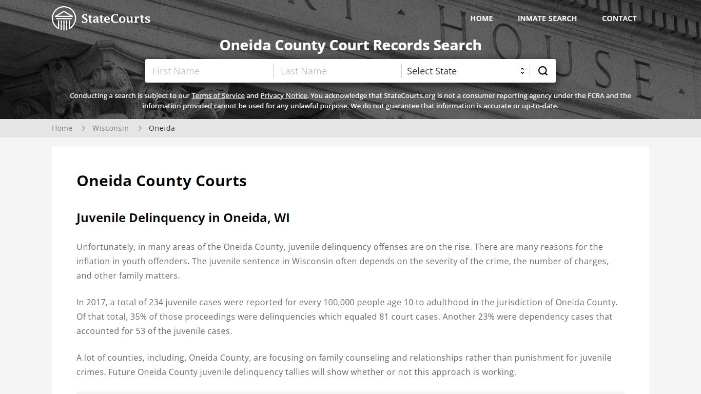 Oneida County, WI Courts - Records & Cases - StateCourts